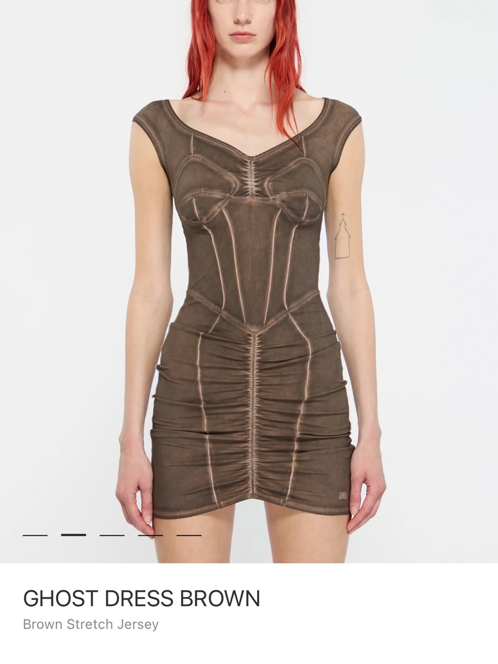 KNWLS NWT Ghost Brown Ruched dress